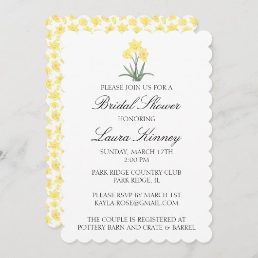 Aangepaste waterverf Narcis Kaart (Voorkant / Achterkant)