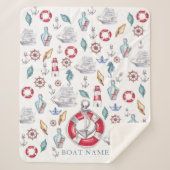 Aangepaste Waterverf Nautical Boat Name Sherpa Deken (Voorkant)