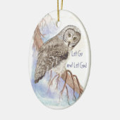 Aangepaste Waterverf Owl Dated Laat God gaan Keramisch Ornament (Links)