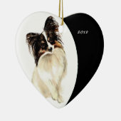Aangepaste Waterverf papillon Dog pet Keramisch Ornament (Rechts)