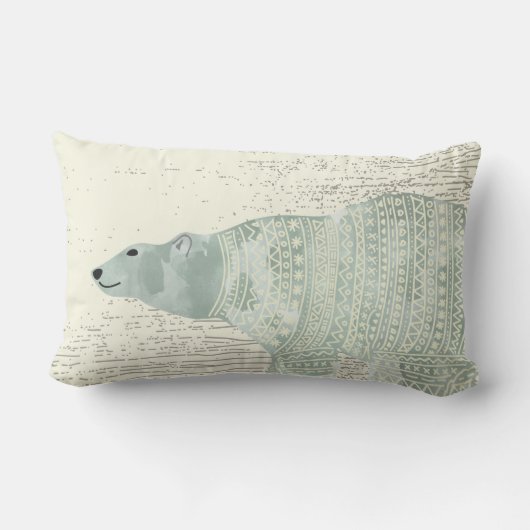 Aangepaste Waterverf Polar Beer Grey Banner Kussen (Achterkant)