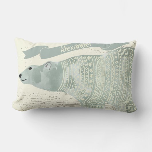 Aangepaste Waterverf Polar Beer Grey Banner Kussen (Voorkant)