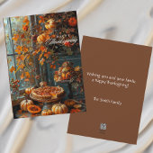 Aangepaste Waterverf pompoentaart Happy Thanksgivi Feestdagenkaart