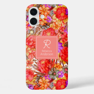 Aangepaste Waterverf Protea Patroon iPhone 16 Plus Hoesje
