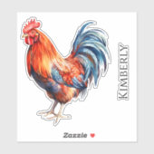 Aangepaste Waterverf Rooster Sticker (Vel)
