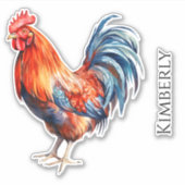 Aangepaste Waterverf Rooster Sticker (Voorkant)