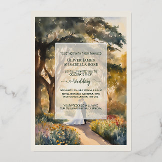 Aangepaste waterverf Royal Botanic Gardens Folie Uitnodiging