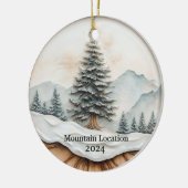 Aangepaste Waterverf Rustic Mountain Keramisch Ornament (Links)