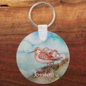 Aangepaste Waterverf Sandpiper Shore Beach Bird Ar Sleutelhanger (Voorkant)