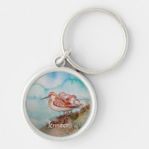 Aangepaste Waterverf Sandpiper Shore Beach Bird Ar Sleutelhanger