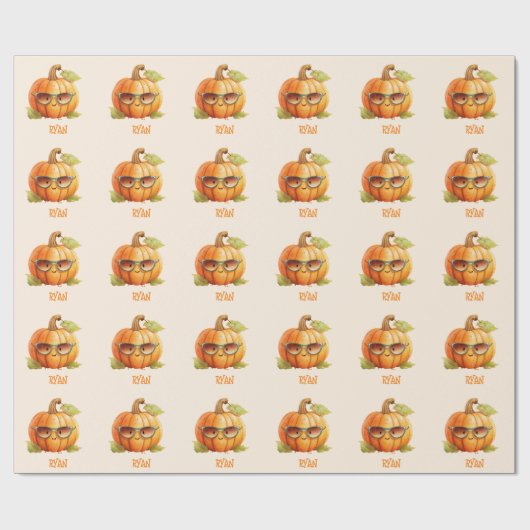 Aangepaste Waterverf Schattige Pompoen Sinaasappel Cadeaupapier (Vlak)