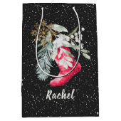 Aangepaste Waterverf Script Elegant Stocking Chris Medium Cadeauzakje (Voorkant)