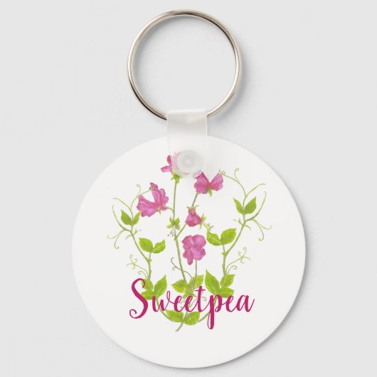 Aangepaste Waterverf snoepgoed, tuinbloem Sleutelhanger (Voorkant)