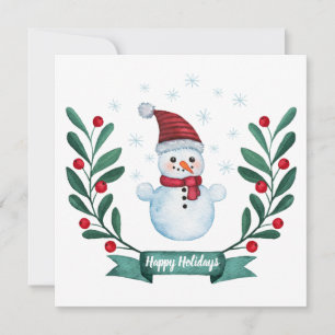 Aangepaste Waterverf Snowman-kerstKaart