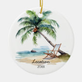 Aangepaste Waterverf strand Keramisch Ornament (Voorkant)