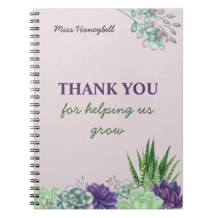 Aangepaste Waterverf Succulent Docent Notitieboek