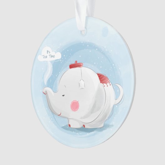 Aangepaste Waterverf Teacup Elephant Ornament (voorkant)
