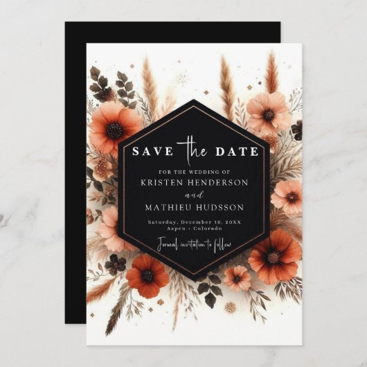 Aangepaste Waterverf Terracotta bruiloft Save The Date (Voorkant / Achterkant)