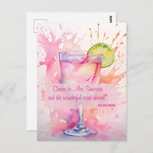 Aangepaste waterverf toast vrijgezellenfeest briefkaart (Voorkant / Achterkant)