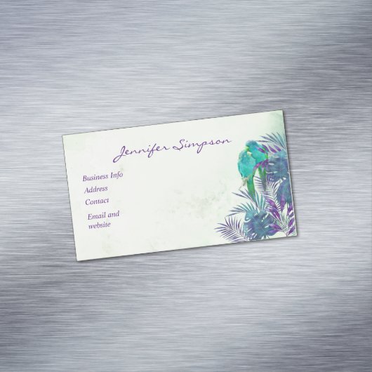 Aangepaste Waterverf Tropical Parrot Business Busi Magnetisch Visitekaartje (Voorbeeld)