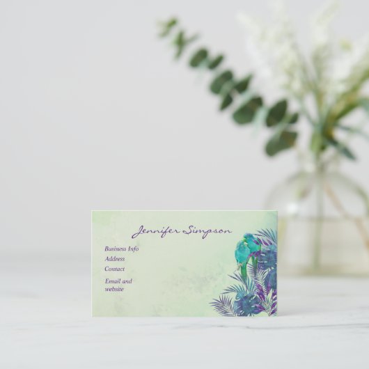 Aangepaste Waterverf Tropische Parrot Business Visitekaartje (Staand voorkant)