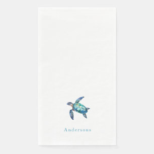 Aangepaste waterverf tropische zeeschildpad servet