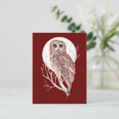 Aangepaste Waterverf Uil in Boom, Maan, Vogel, Nat Briefkaart (Staand voorkant)