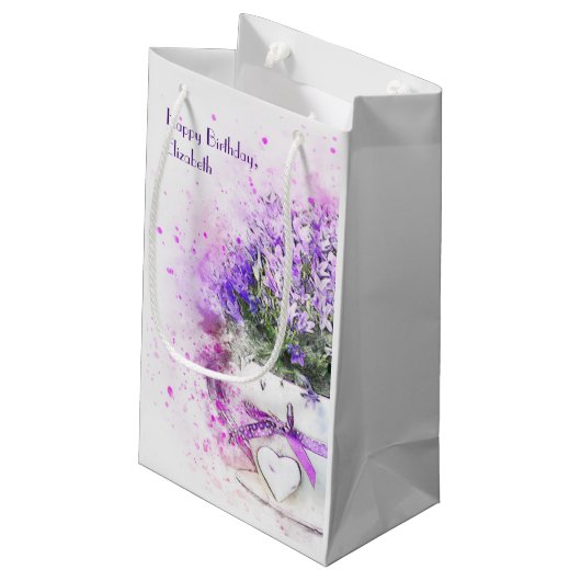 Aangepaste Waterverf van de Floral van Lavender Klein Cadeauzakje (Achterkant Gekanteld)