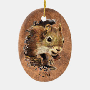 Aangepaste Waterverf van eekhoorndieren Dierkunst Keramisch Ornament