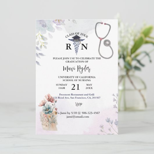 Aangepaste Waterverf van het Afstuderen voor verpl Kaart (Staand voorkant)