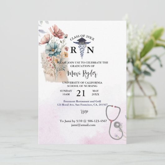 Aangepaste Waterverf van het Afstuderen voor verpl Kaart (Staand voorkant)