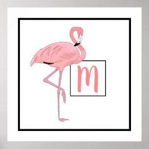 Aangepaste Waterverf van het Monogram Cute Pink Fl Poster
