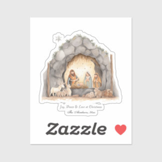 Aangepaste Waterverf Vintage kerststal Sticker