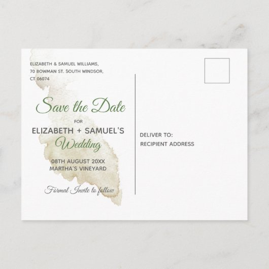 Aangepaste Waterverf voor Cream Roos Aankondigingskaart (Achterkant)