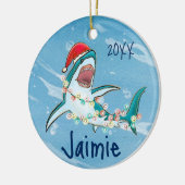 Aangepaste Waterverf voor grote witte haaien Keramisch Ornament (Links)