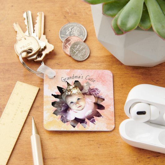 Aangepaste Waterverf voor Vloervormig fotopasta Sleutelhanger (Bureau)