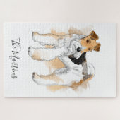 Aangepaste Waterverf voor Wire Fox Terrier Legpuzzel (Horizontaal)