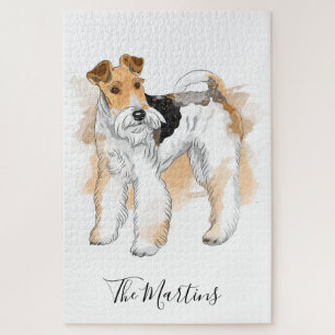Aangepaste Waterverf voor Wire Fox Terrier Legpuzzel