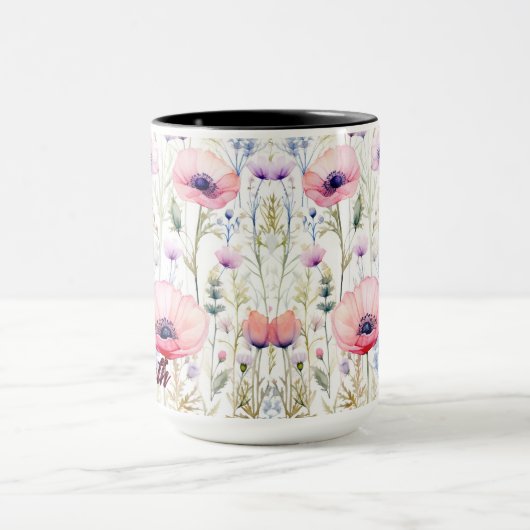 Aangepaste waterverf wilde bloemen mok, Moederdag Mok (Midden)