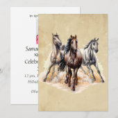 Aangepaste Waterverf Wilde Paarden Rangdieren Kaart (Voorkant / Achterkant)