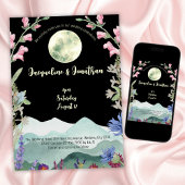 Aangepaste Waterverf Wildflower Moon Mountain brui Kaart
