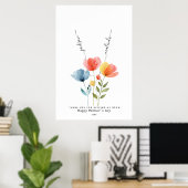 Aangepaste Waterverf Wildflowers Handprint flower  Poster (Thuiskantoor)