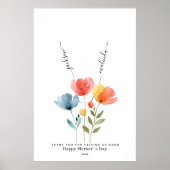 Aangepaste Waterverf Wildflowers Handprint flower Poster (Voorkant)