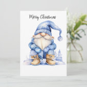 Aangepaste waterverf winter kabouter feestdagenkaart (Staand voorkant)