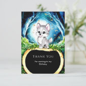 Aangepaste Waterverf Wolf Verjaardag Bedankkaart (Staand voorkant)