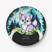 Aangepaste Waterverf Wolf Verjaardag Papieren Bordje (Voorkant)