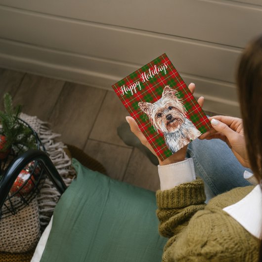 Aangepaste waterverf Yorkshire Terrier-hond Feestdagenkaart