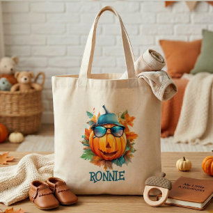 Aangepaste waterverf zachte pompoen oranje Hallowe Tote Bag