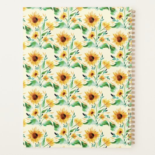 Aangepaste Waterverf Zonnebloem Bloemen Ontwerp Planner (Achterkant)