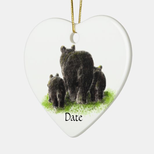 Aangepaste Waterverf zwarte Beer Keramisch Ornament (Links)